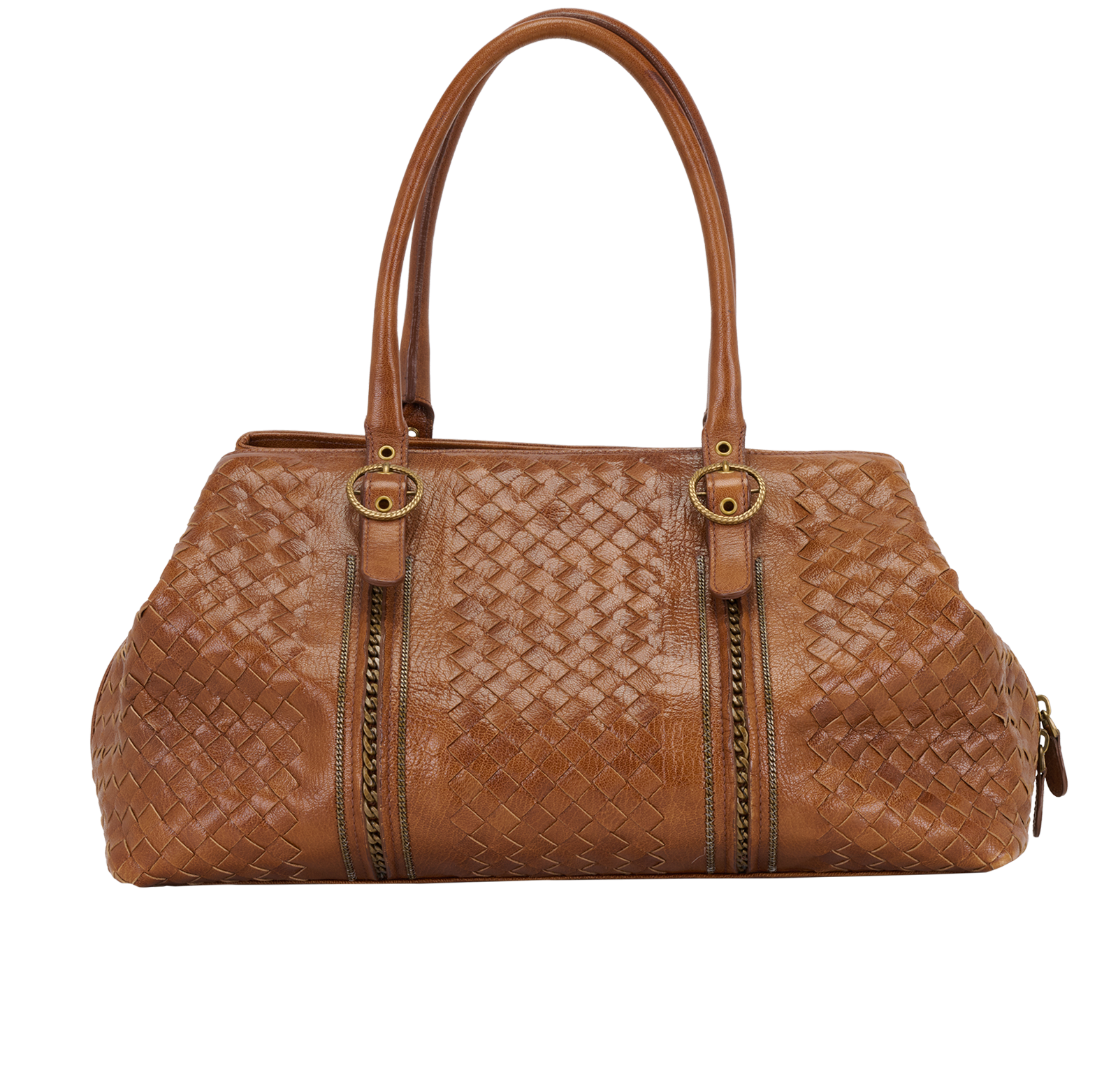 Intrecciato Shoulder Bag, &pound;375, Handbags, Brown, Leather, Back view